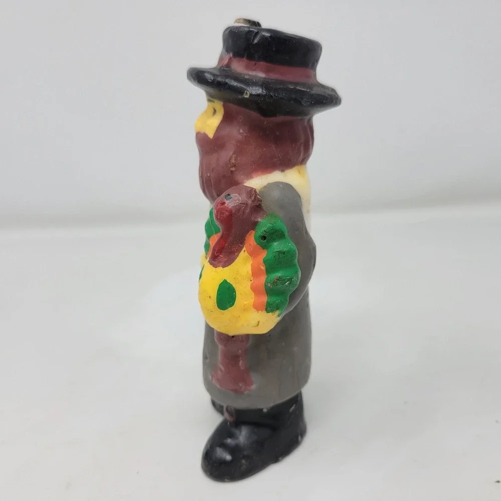 Vintage‎ Thanksgiving Pilgrim Man Woman and Turkey Figural Candle Set of 4